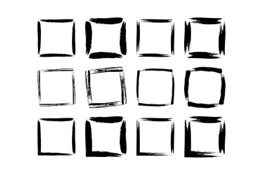 Kare Şekil grunge şekli fırça darbesi piktogram sembolü görsel illüstrasyon ayarla