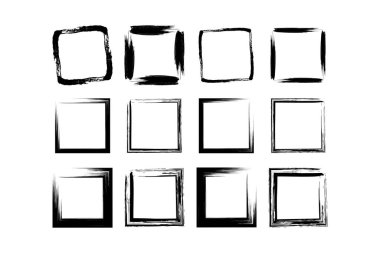 Kare Şekil grunge şekli fırça darbesi piktogram sembolü görsel illüstrasyon ayarla