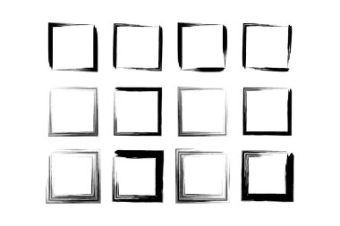 Kare Şekil grunge şekli fırça darbesi piktogram sembolü görsel illüstrasyon ayarla