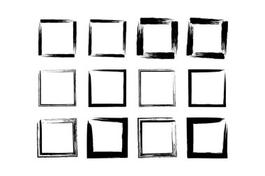 Kare Şekil grunge şekli fırça darbesi piktogram sembolü görsel illüstrasyon ayarla