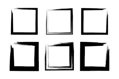 Kare Şekil grunge şekli fırça darbesi piktogram sembolü görsel illüstrasyon ayarla