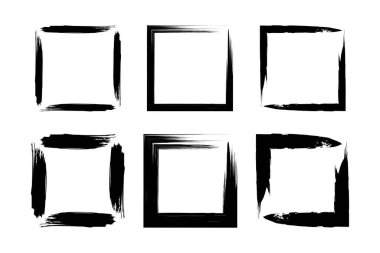 Kare Şekil grunge şekli fırça darbesi piktogram sembolü görsel illüstrasyon ayarla