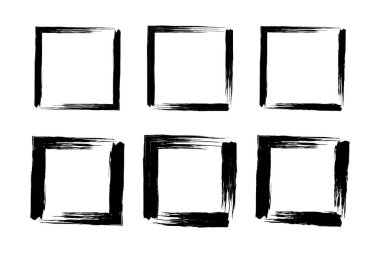 Kare Şekil grunge şekli fırça darbesi piktogram sembolü görsel illüstrasyon ayarla