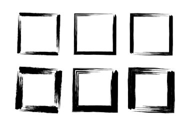 Kare Şekil grunge şekli fırça darbesi piktogram sembolü görsel illüstrasyon ayarla