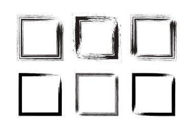 Kare Şekil grunge şekli fırça darbesi piktogram sembolü görsel illüstrasyon ayarla