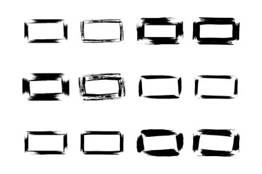 Horizontal Rectangle Shape grunge shape Brush stroke pictogram symbol visual illustration Set clipart