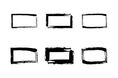 Yatay Dikdörtgen Şekil grunge şekli Fırça darbesi piktogram sembolü görsel illüstrasyon