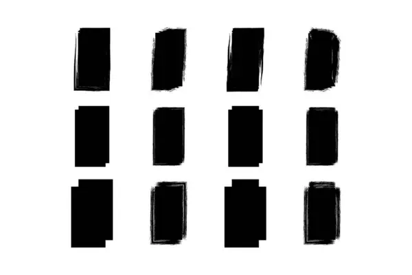 stock vector Square Vertical Shape Filled grunge shape Brush stroke pictogram symbol visual illustration Set