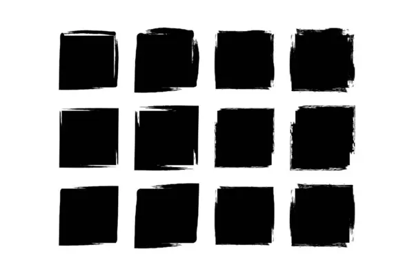 stock vector Square Shape Filled grunge shape Brush stroke pictogram symbol visual illustration Set