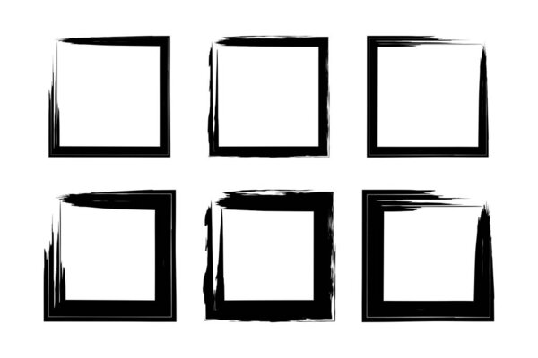 Square Shape Bold grunge shape Brush stroke pictogram symbol visual illustration Set