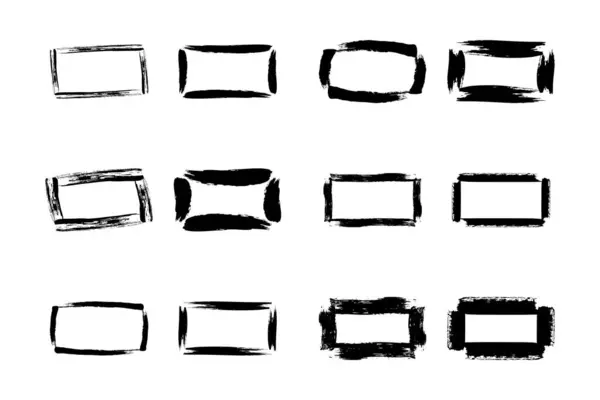 stock vector Horizontal Rectangle Shape grunge shape Brush stroke pictogram symbol visual illustration Set
