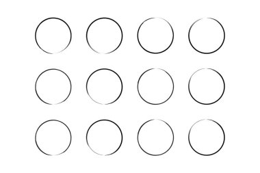 daire şekli ince çizgi grunge şekli fırça darbesi pictogram sembolü görsel illüstrasyon