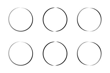 daire şekli ince çizgi grunge şekli fırça darbesi pictogram sembolü görsel illüstrasyon