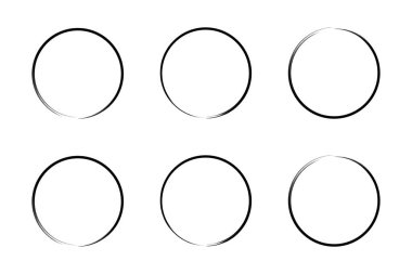 daire şekli ince çizgi grunge şekli fırça darbesi pictogram sembolü görsel illüstrasyon