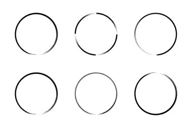 daire şekli ince çizgi grunge şekli fırça darbesi pictogram sembolü görsel illüstrasyon