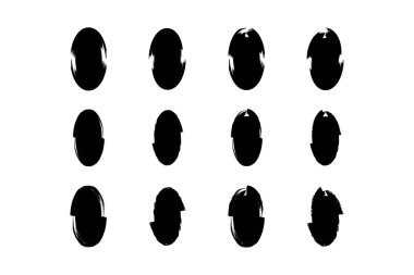 Dikey Oval Şekil doldurulmuş grunge şekli fırça darbesi piktogram sembolü görsel illüstrasyon