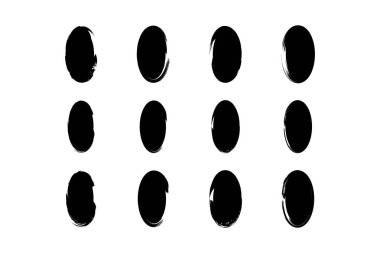 Dikey Oval Şekil doldurulmuş grunge şekli fırça darbesi piktogram sembolü görsel illüstrasyon