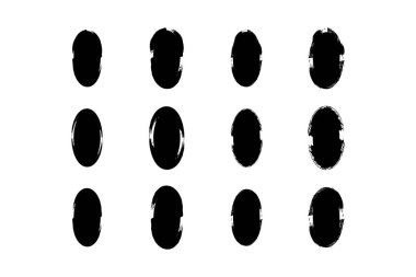 Dikey Oval Şekil doldurulmuş grunge şekli fırça darbesi piktogram sembolü görsel illüstrasyon