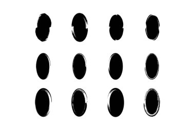 Dikey Oval Şekil doldurulmuş grunge şekli fırça darbesi piktogram sembolü görsel illüstrasyon