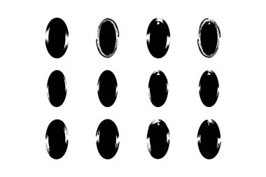 Dikey Oval Şekil doldurulmuş grunge şekli fırça darbesi piktogram sembolü görsel illüstrasyon