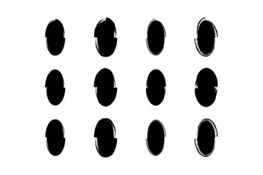 Dikey Oval Şekil doldurulmuş grunge şekli fırça darbesi piktogram sembolü görsel illüstrasyon