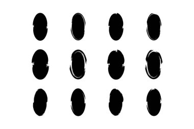 Dikey Oval Şekil doldurulmuş grunge şekli fırça darbesi piktogram sembolü görsel illüstrasyon