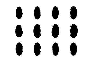 Dikey Oval Şekil doldurulmuş grunge şekli fırça darbesi piktogram sembolü görsel illüstrasyon