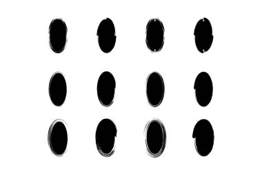 Dikey Oval Şekil doldurulmuş grunge şekli fırça darbesi piktogram sembolü görsel illüstrasyon