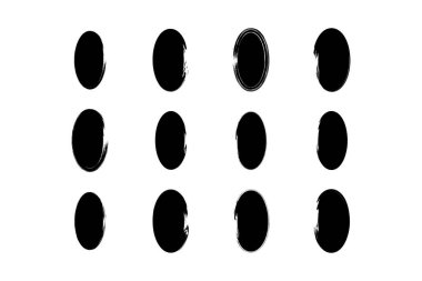 Dikey Oval Şekil doldurulmuş grunge şekli fırça darbesi piktogram sembolü görsel illüstrasyon