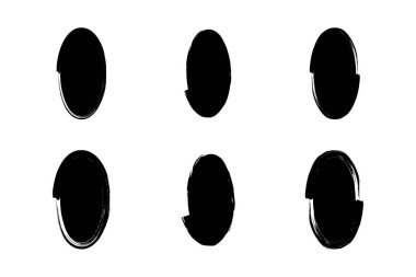 Dikey Oval Şekil doldurulmuş grunge şekli fırça darbesi piktogram sembolü görsel illüstrasyon