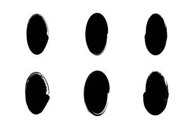 Dikey Oval Şekil doldurulmuş grunge şekli fırça darbesi piktogram sembolü görsel illüstrasyon