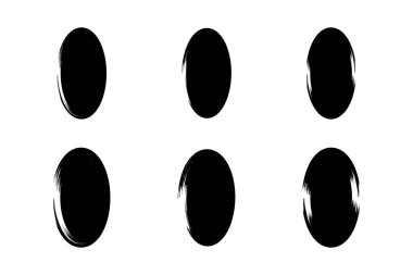 Dikey Oval Şekil doldurulmuş grunge şekli fırça darbesi piktogram sembolü görsel illüstrasyon