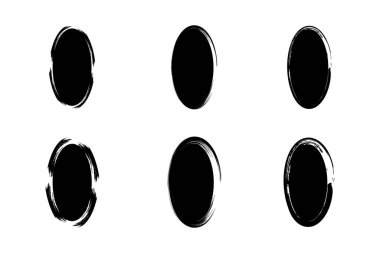 Dikey Oval Şekil doldurulmuş grunge şekli fırça darbesi piktogram sembolü görsel illüstrasyon