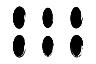 Dikey Oval Şekil doldurulmuş grunge şekli fırça darbesi piktogram sembolü görsel illüstrasyon