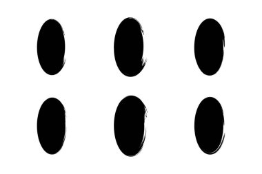 Dikey Oval Şekil doldurulmuş grunge şekli fırça darbesi piktogram sembolü görsel illüstrasyon