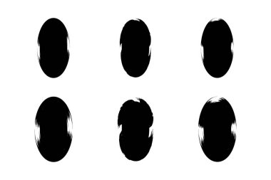 Dikey Oval Şekil doldurulmuş grunge şekli fırça darbesi piktogram sembolü görsel illüstrasyon