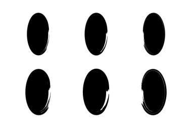 Dikey Oval Şekil doldurulmuş grunge şekli fırça darbesi piktogram sembolü görsel illüstrasyon