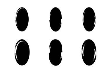 Dikey Oval Şekil doldurulmuş grunge şekli fırça darbesi piktogram sembolü görsel illüstrasyon