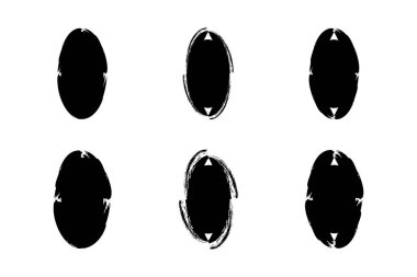 Dikey Oval Şekil doldurulmuş grunge şekli fırça darbesi piktogram sembolü görsel illüstrasyon