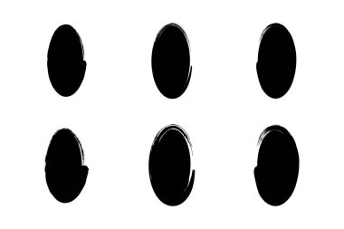 Dikey Oval Şekil doldurulmuş grunge şekli fırça darbesi piktogram sembolü görsel illüstrasyon