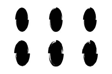 Dikey Oval Şekil doldurulmuş grunge şekli fırça darbesi piktogram sembolü görsel illüstrasyon