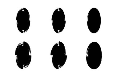 Dikey Oval Şekil doldurulmuş grunge şekli fırça darbesi piktogram sembolü görsel illüstrasyon