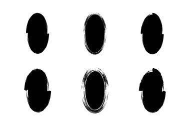 Dikey Oval Şekil doldurulmuş grunge şekli fırça darbesi piktogram sembolü görsel illüstrasyon