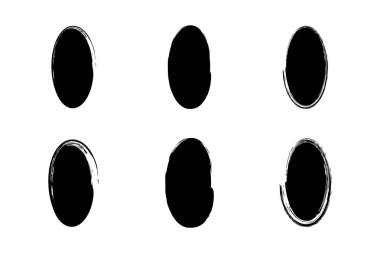 Dikey Oval Şekil doldurulmuş grunge şekli fırça darbesi piktogram sembolü görsel illüstrasyon