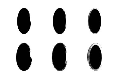 Dikey Oval Şekil doldurulmuş grunge şekli fırça darbesi piktogram sembolü görsel illüstrasyon