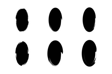 Dikey Oval Şekil doldurulmuş grunge şekli fırça darbesi piktogram sembolü görsel illüstrasyon