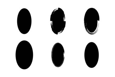 Dikey Oval Şekil doldurulmuş grunge şekli fırça darbesi piktogram sembolü görsel illüstrasyon