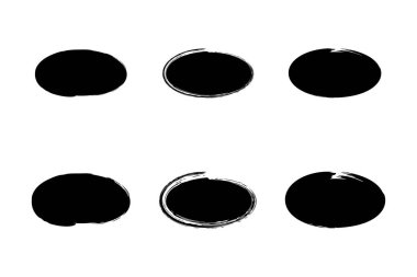Yatay Oval Şekli Grunge Doldurulmuş Fırça darbesi piktogram sembolü görsel illüstrasyon