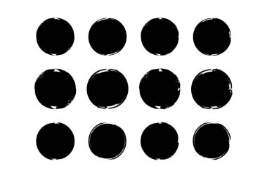 Çember Şekli Doldurulmuş Kalın grunge şekli Fırça darbesi piktogram sembolü görsel illüstrasyon