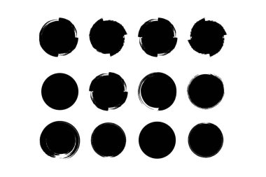 Çember Şekli Doldurulmuş Kalın grunge şekli Fırça darbesi piktogram sembolü görsel illüstrasyon